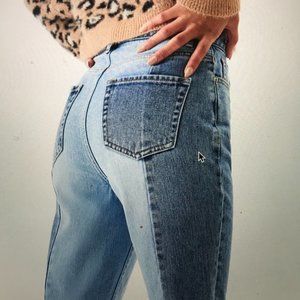 PacSun Two-Tone Light and Medium Blue Cropped Jeans